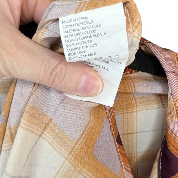 PrAna Red Orange Plaid Button Up Tunic Top Dress Cabincore Lagenlook Campcore - Picture 9 of 11